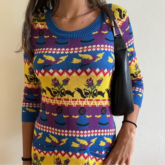 Betsey Johnson Vintage Archive Punk Label Reissue Knit Sweater Dress - Picture 2 of 9